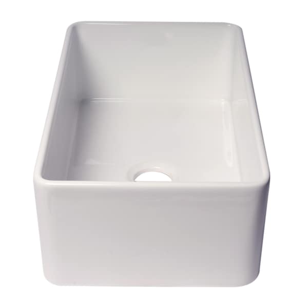 30 White Thin Wall Sgl Bowl Smooth Apron Fireclay Kitchen Farm Sink